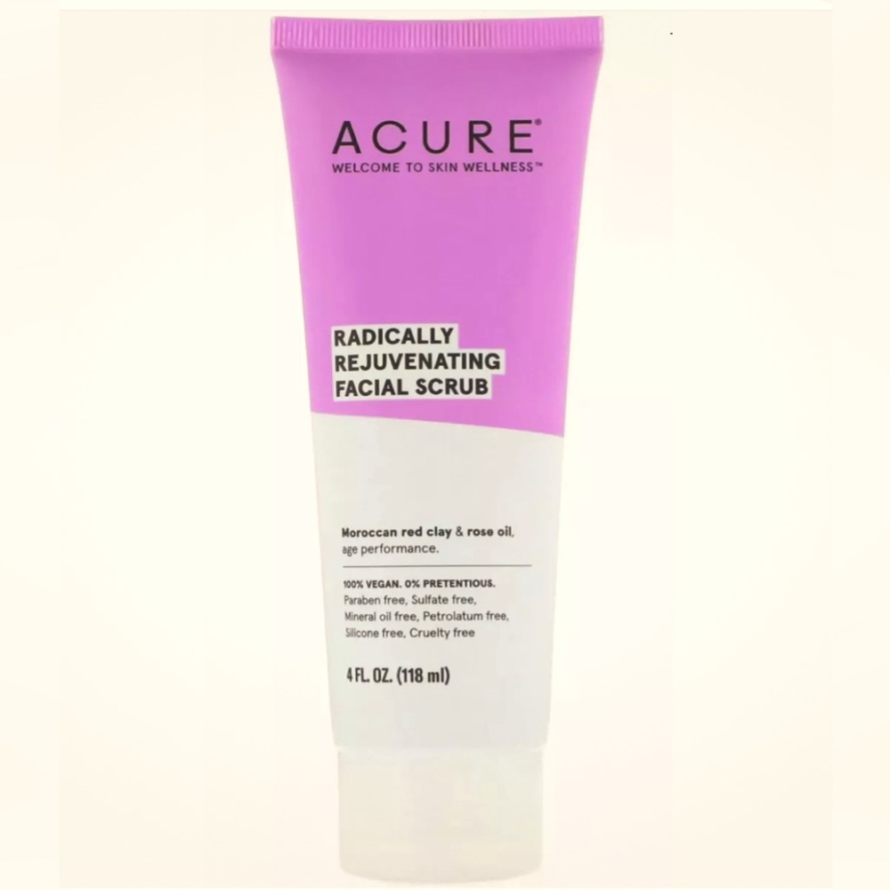 Acure Organics Radically Rejuvenating Facial Scrub 4 oz 100% Vegan, New